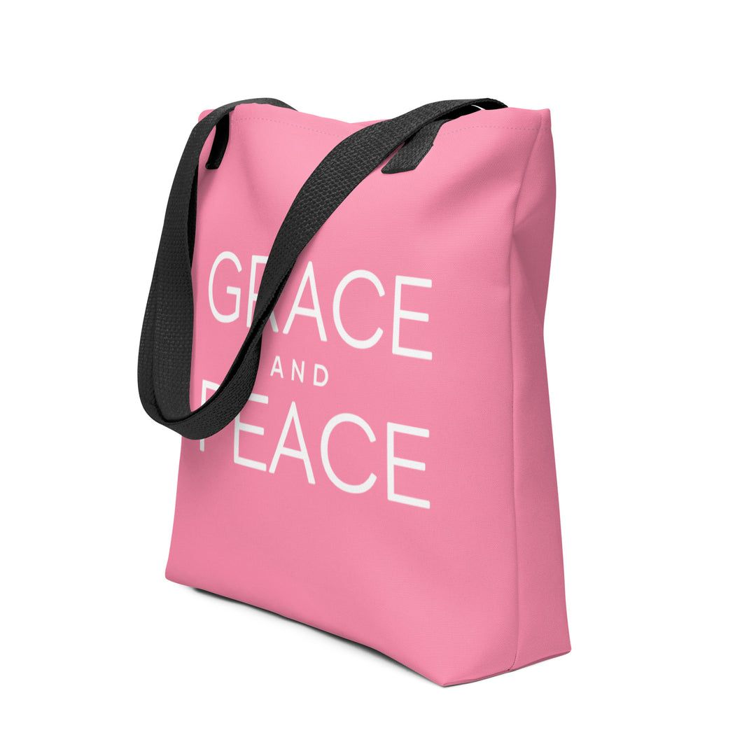 Christian Tote Bag Grace and Peace Pink Tote Bags   