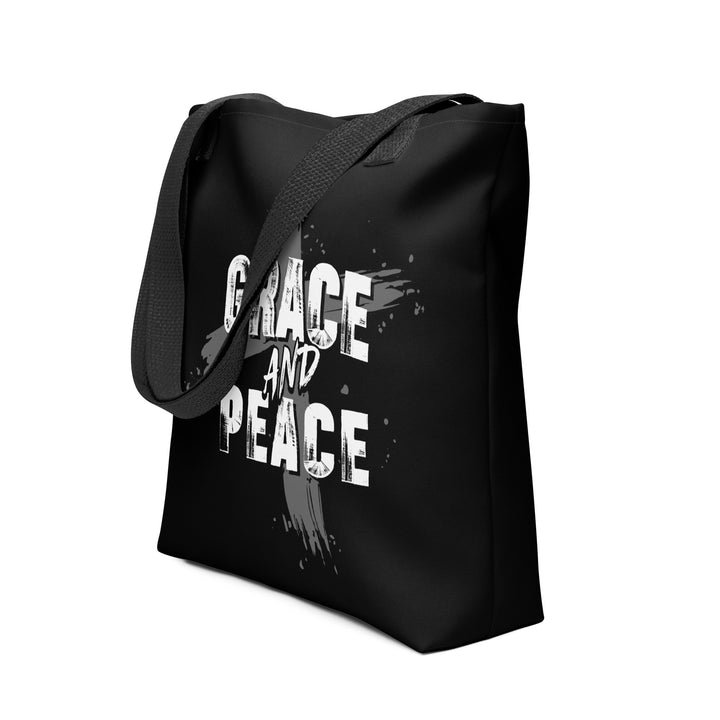 Christian Tote Bag Grace and Peace Cross Black Tote Bags   