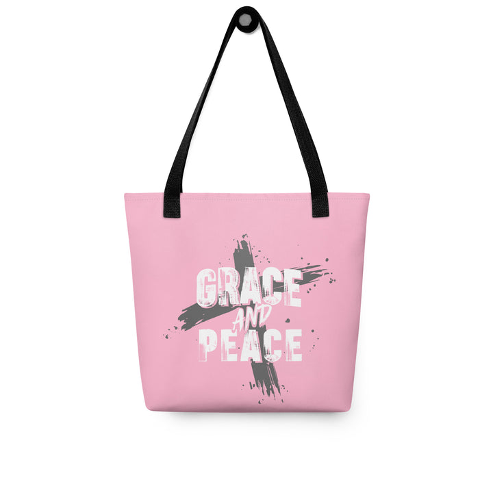 Christian Tote Bag Grace and Peace Cross Pink Tote Bags   