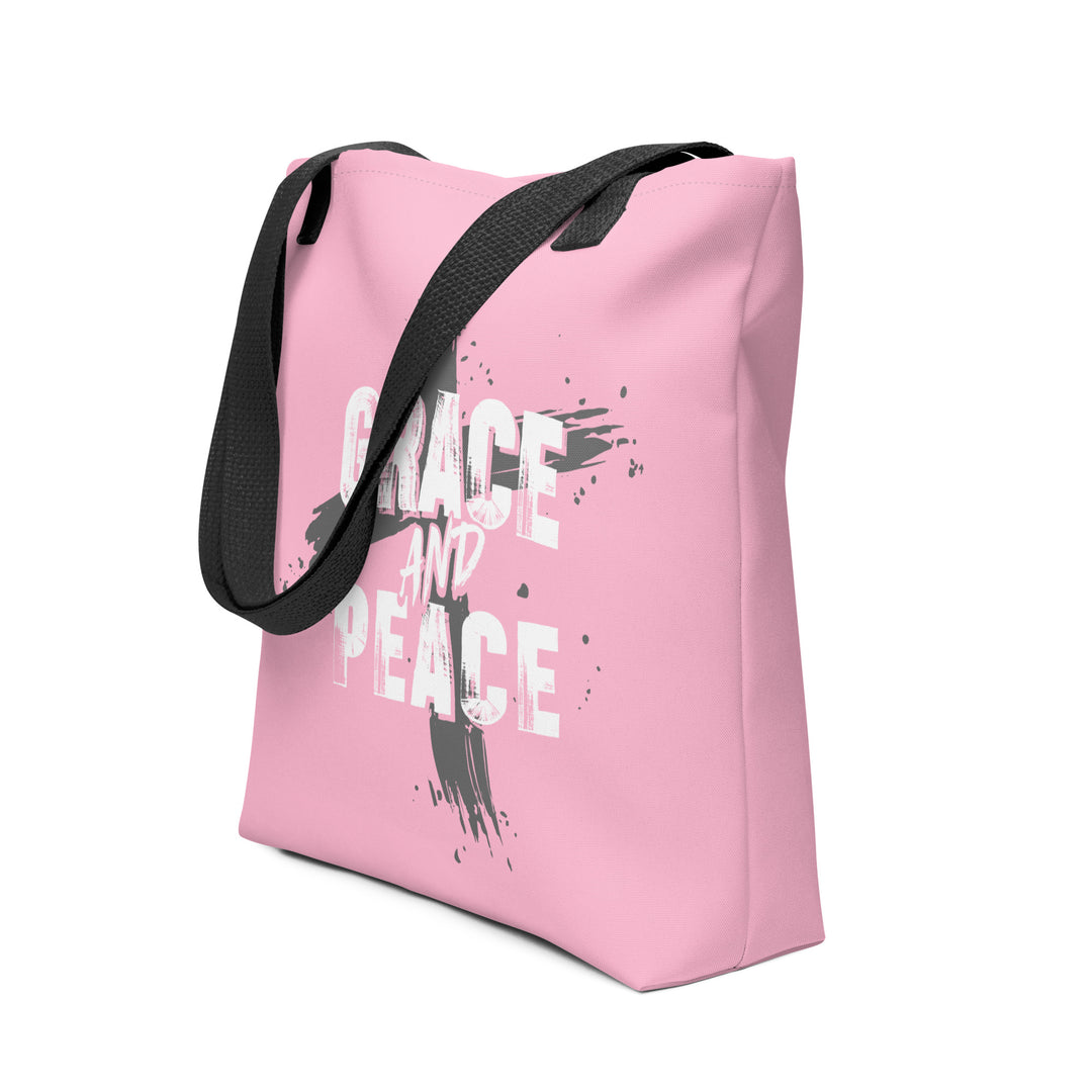 Christian Tote Bag Grace and Peace Cross Pink Tote Bags   