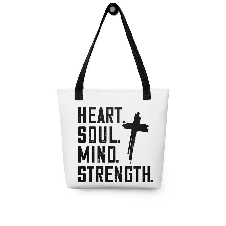 Christian Tote Bag Heart Soul Mind Strength White Tote Bags   