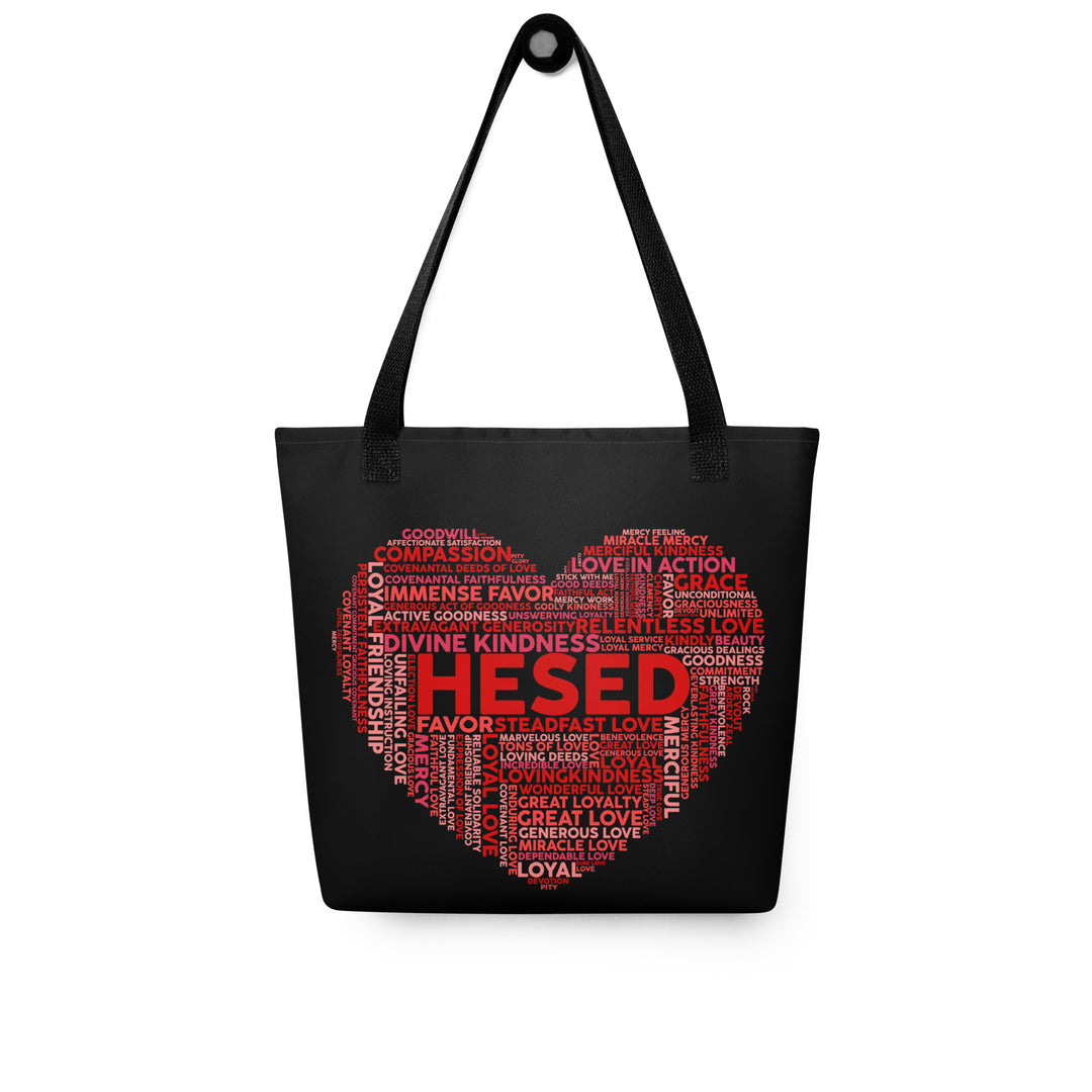 Christian Tote Bag Hesed Heart Cloud Black Tote Bags   