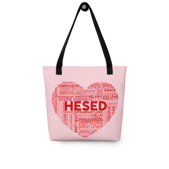 Christian Tote Bag Hesed Pink Heart Tote Bags   