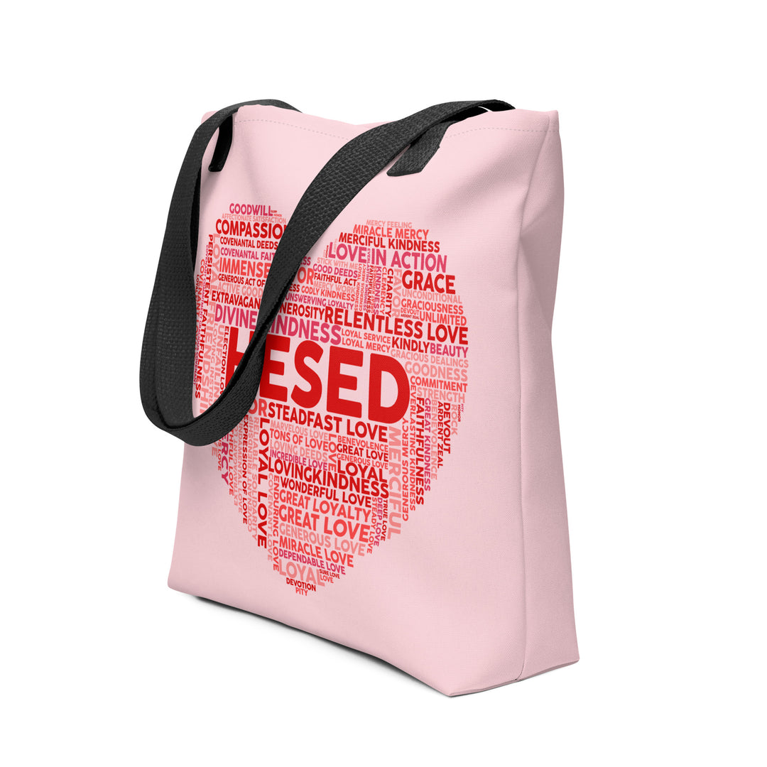 Christian Tote Bag Hesed Pink Heart Tote Bags   