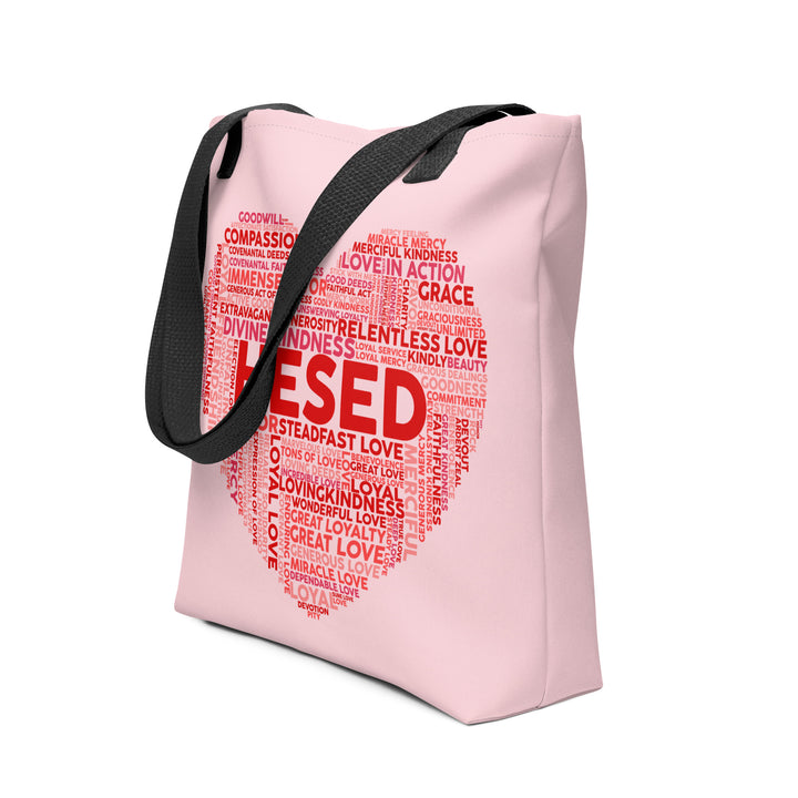 Christian Tote Bag Hesed Pink Heart Tote Bags   