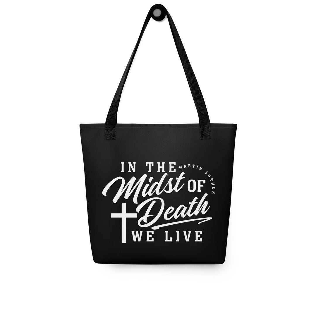 Christian Tote Bag Midst of Death Black Tote Bags   