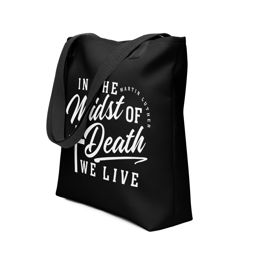 Christian Tote Bag Midst of Death Black Tote Bags   