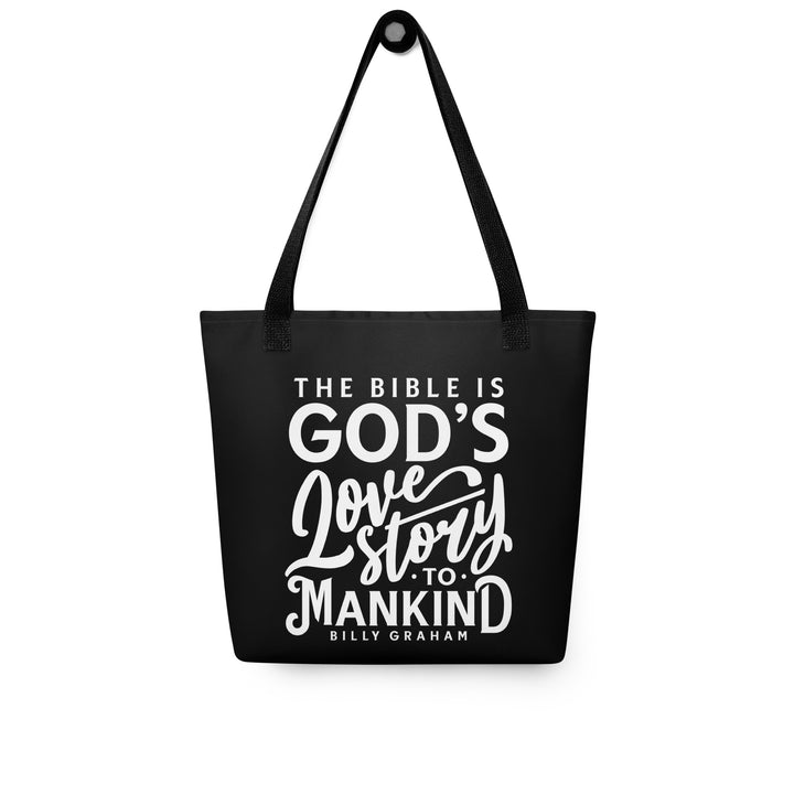 Christian Tote Bag God's Love Story Black Tote Bags   