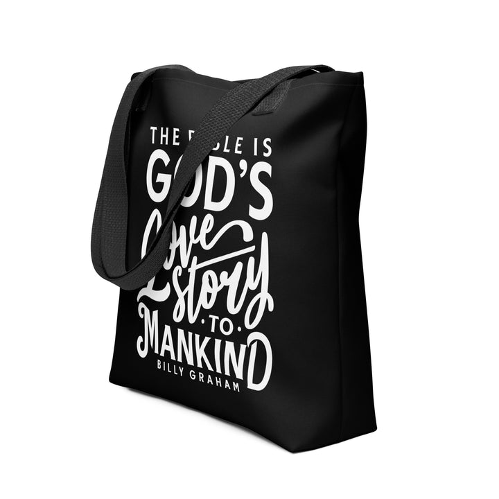 Christian Tote Bag God's Love Story Black Tote Bags   