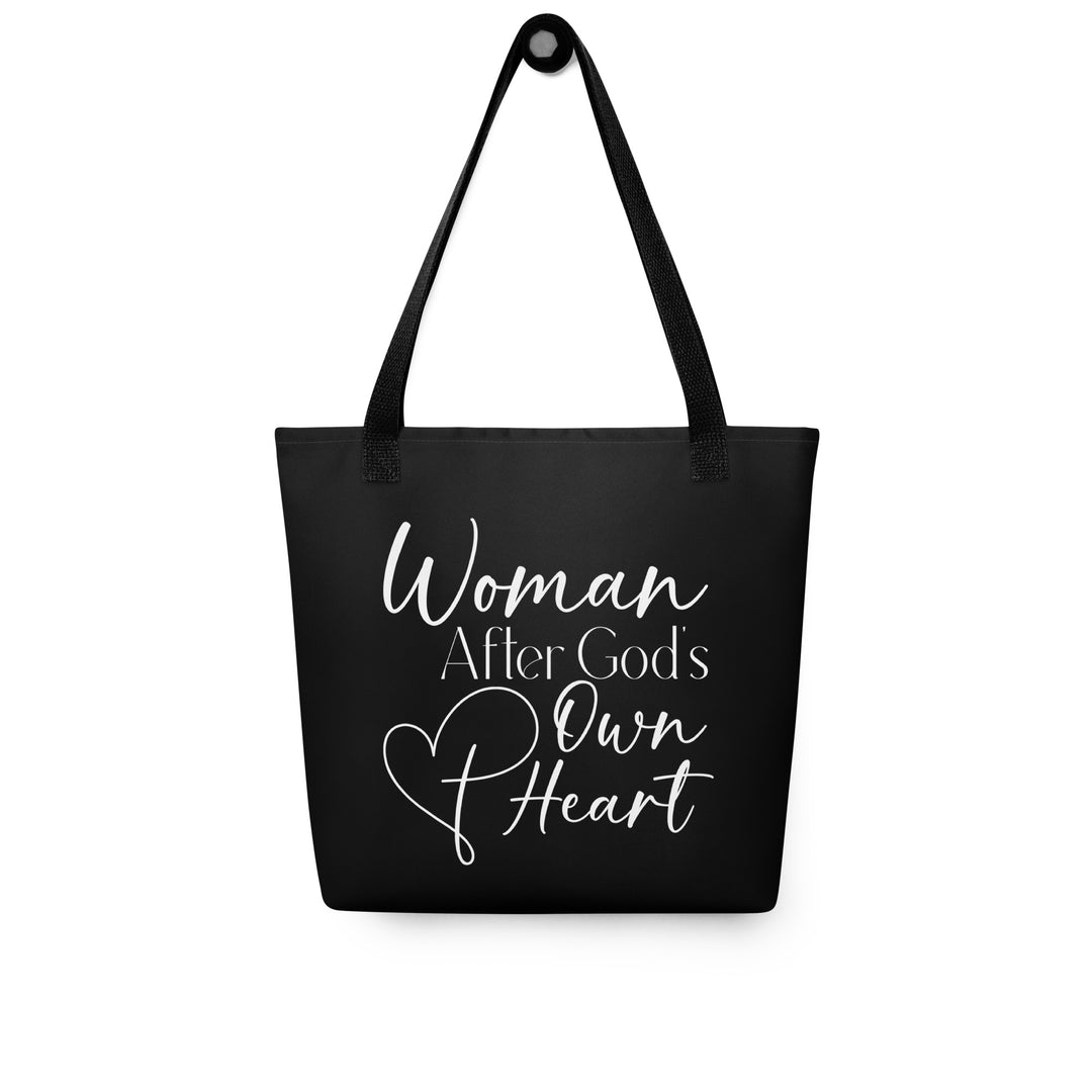 Christian Tote Bag Woman God's Heart Black Tote Bags   