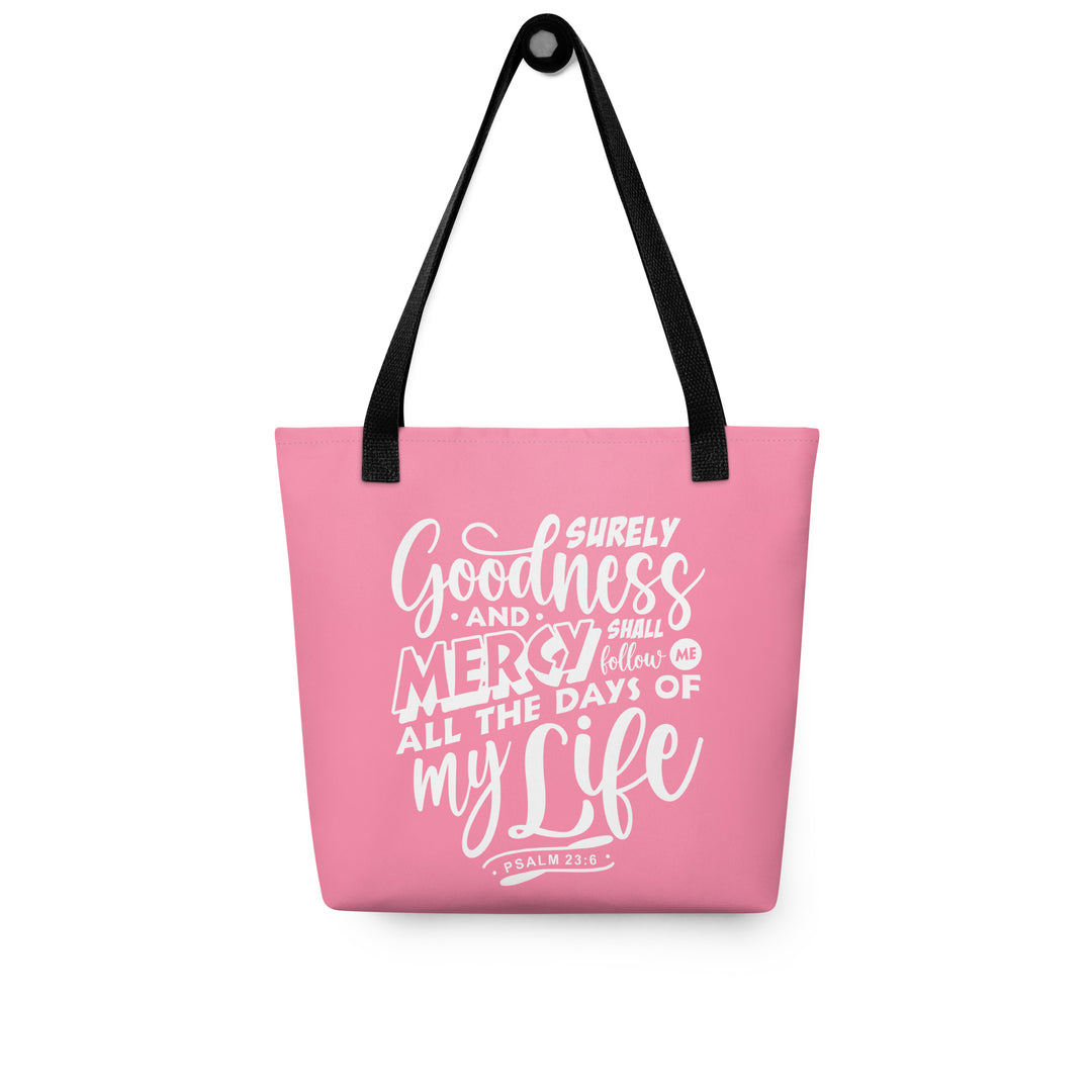 Christian Tote Bag Goodness and Mercy Pink Tote Bags   