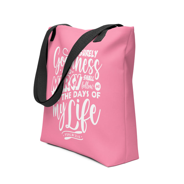 Christian Tote Bag Goodness and Mercy Pink Tote Bags   