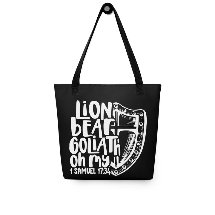 Christian Tote Bag Lion Bear Goliath Oh My Black Tote Bags   