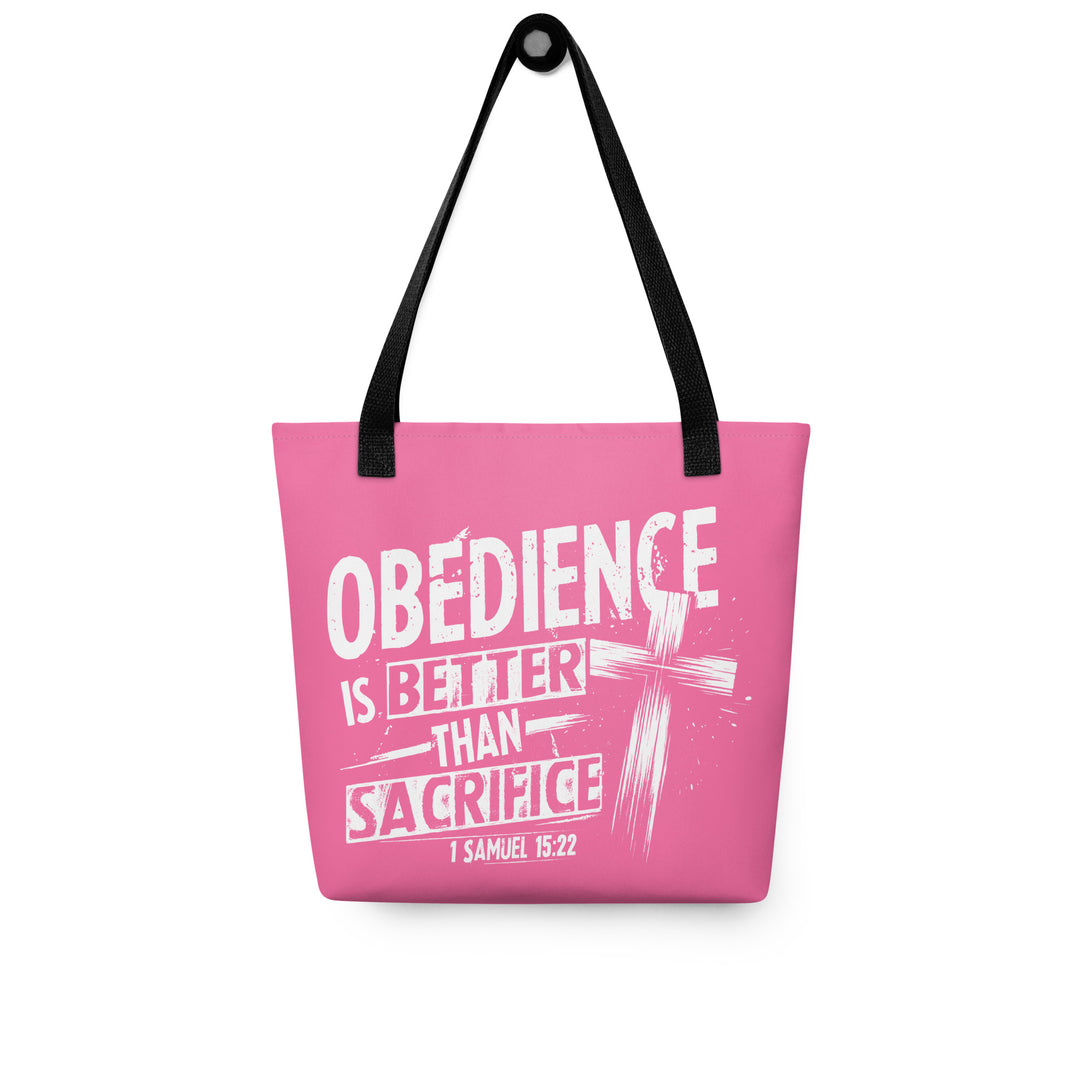 Christian Tote Bag Obedience Is Better Pink Tote Bags   