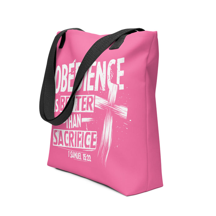 Christian Tote Bag Obedience Is Better Pink Tote Bags   