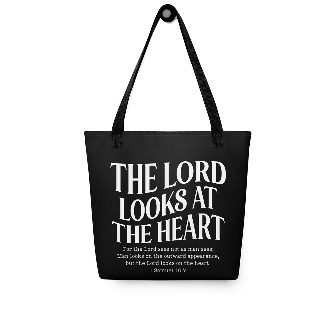 Christian Tote Bag Lord Looks At Heart Black Tote Bags   