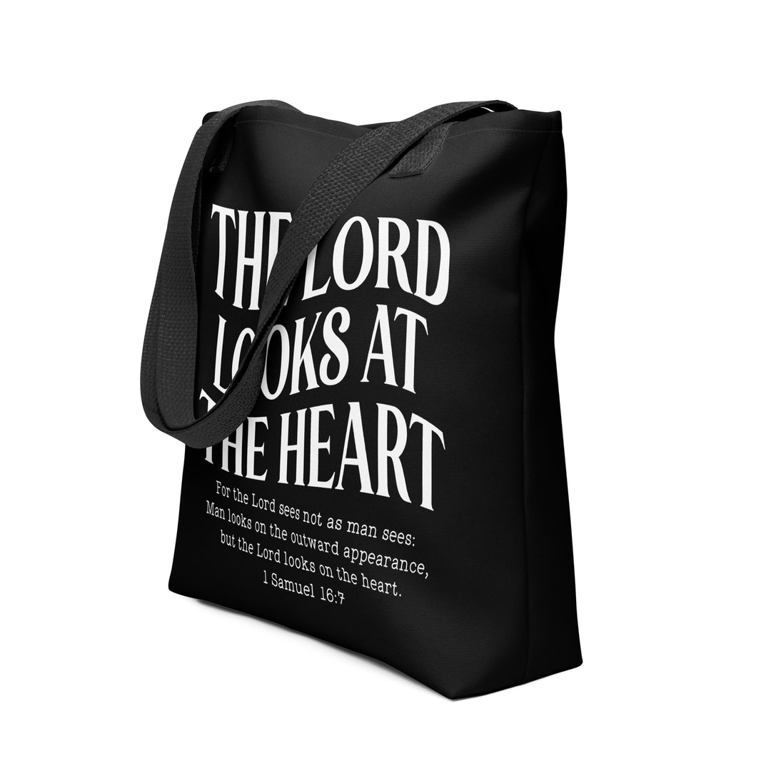 Christian Tote Bag Lord Looks At Heart Black Tote Bags   