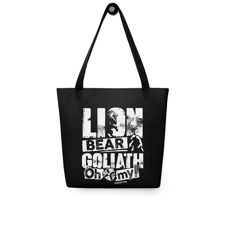 Christian Tote Bag Lion Bear Goliath Black Tote Bags   