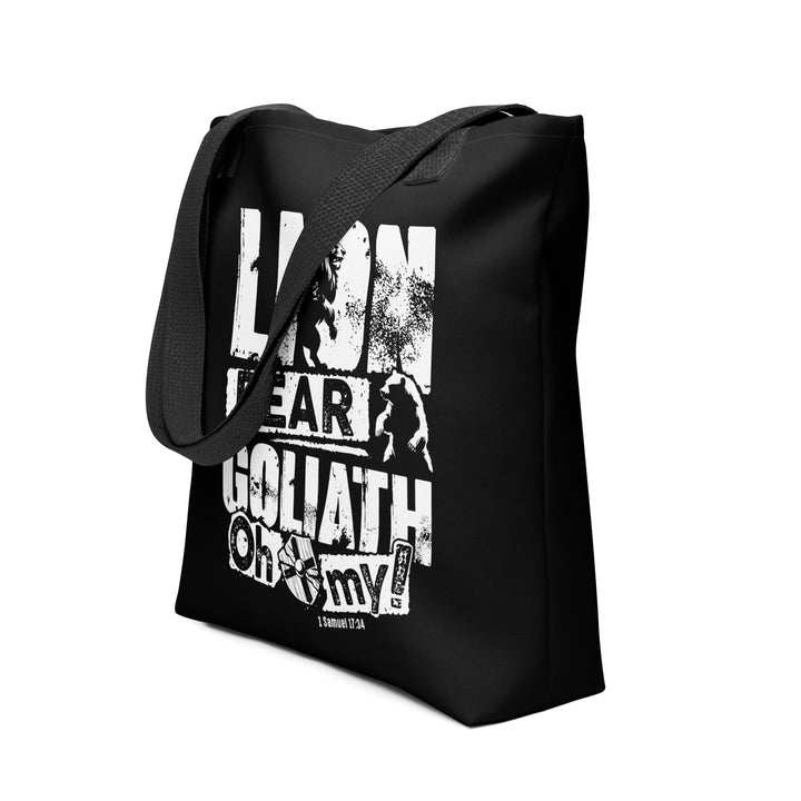 Christian Tote Bag Lion Bear Goliath Black Tote Bags   