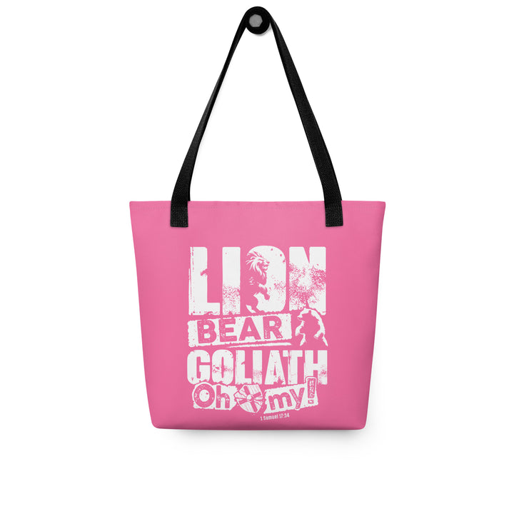 Christian Tote Bag Lion Bear Goliath Pink Tote Bags   