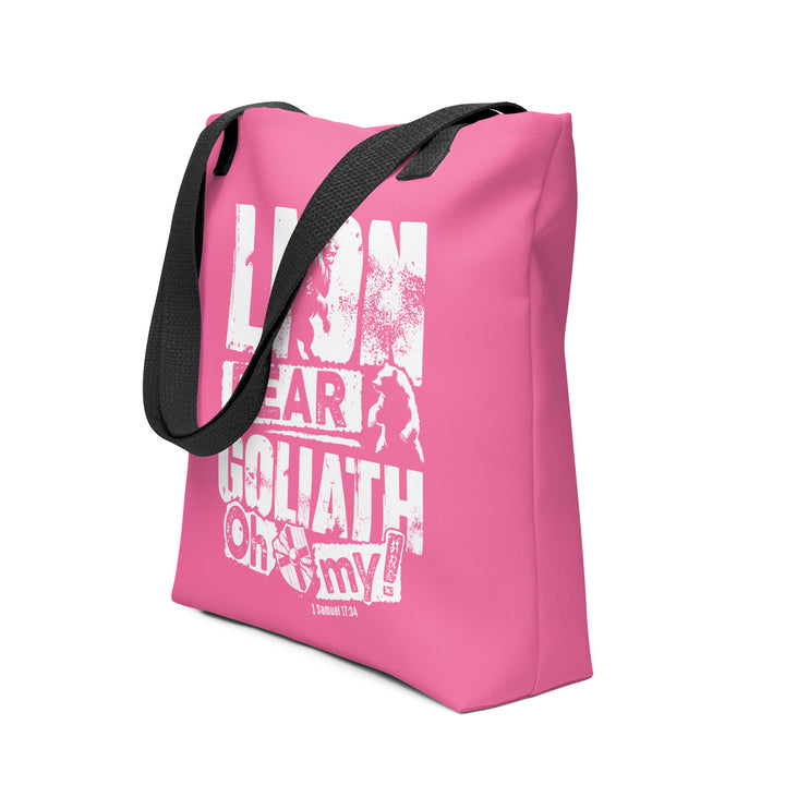 Christian Tote Bag Lion Bear Goliath Pink Tote Bags   