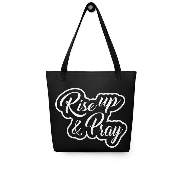 Christian Tote Bag Rise Up and Pray Black Tote Bags   