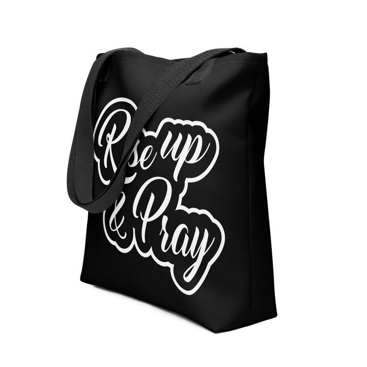 Christian Tote Bag Rise Up and Pray Black Tote Bags   