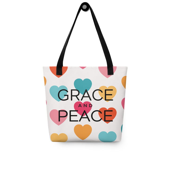 Christian Tote Bag Grace and Peace Hearts Tote Bags   