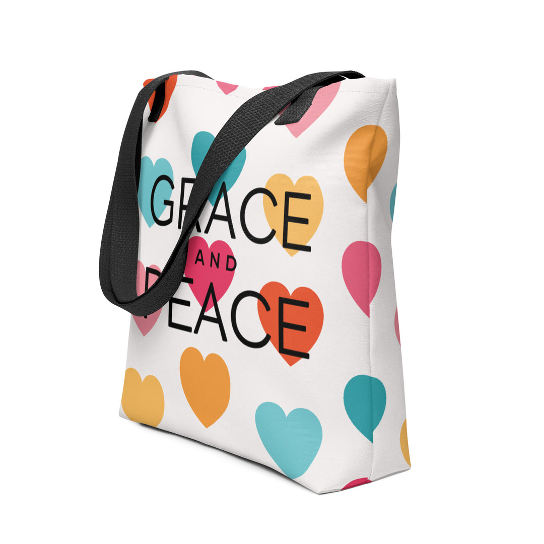 Christian Tote Bag Grace and Peace Hearts Tote Bags   