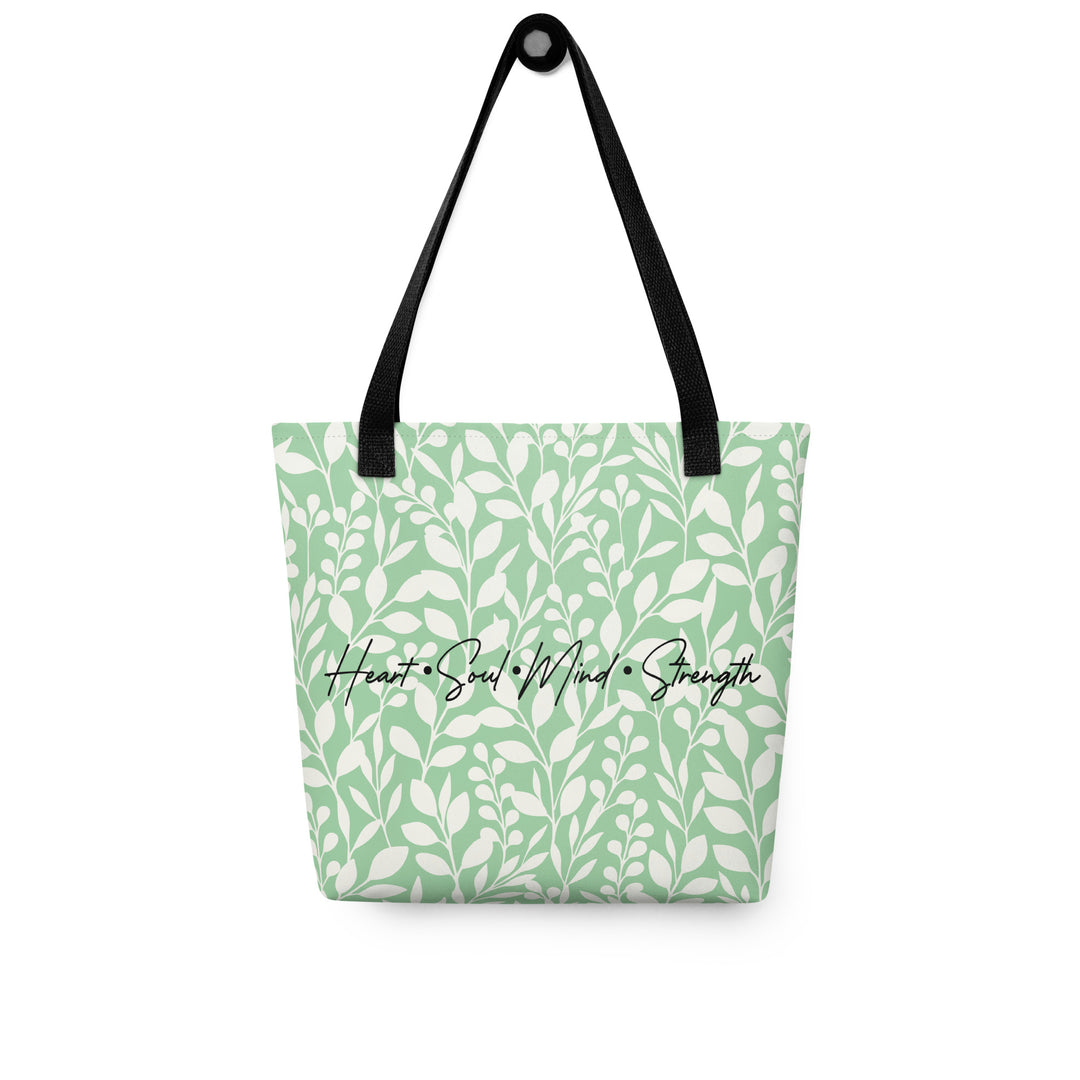 Christian Tote Bag Heart Soul Mind Strength Green Tote Bags   