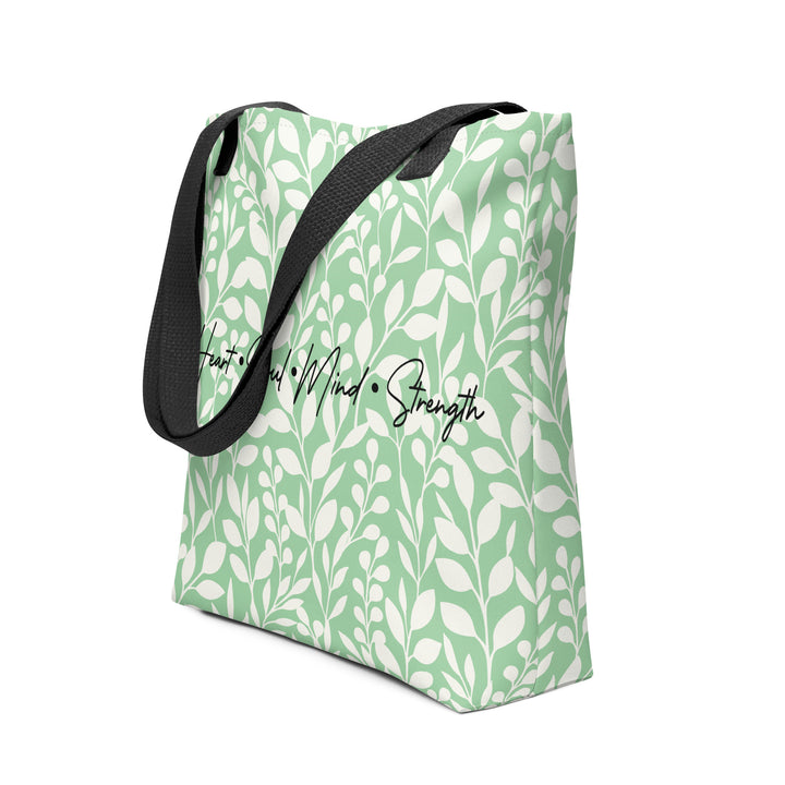 Christian Tote Bag Heart Soul Mind Strength Green Tote Bags   