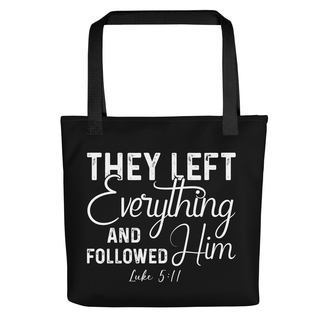 Christian Tote Bag Left Everything Script Black Tote Bags Default Title  