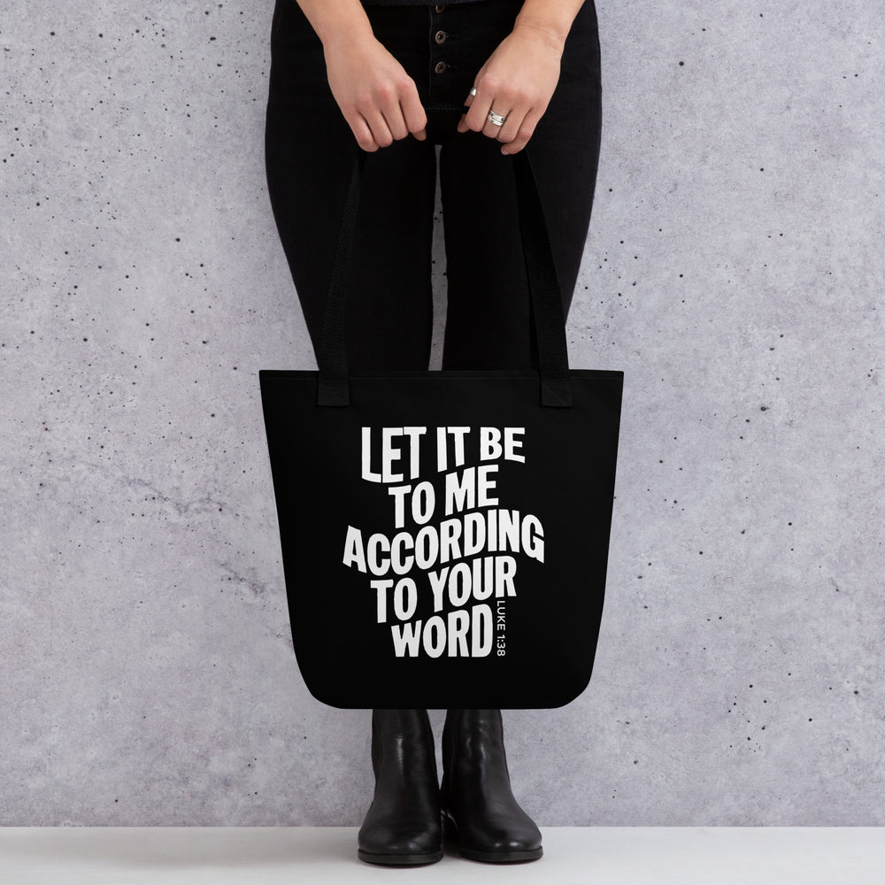 Christian Tote Bag According To Your Word Black Tote Bags   