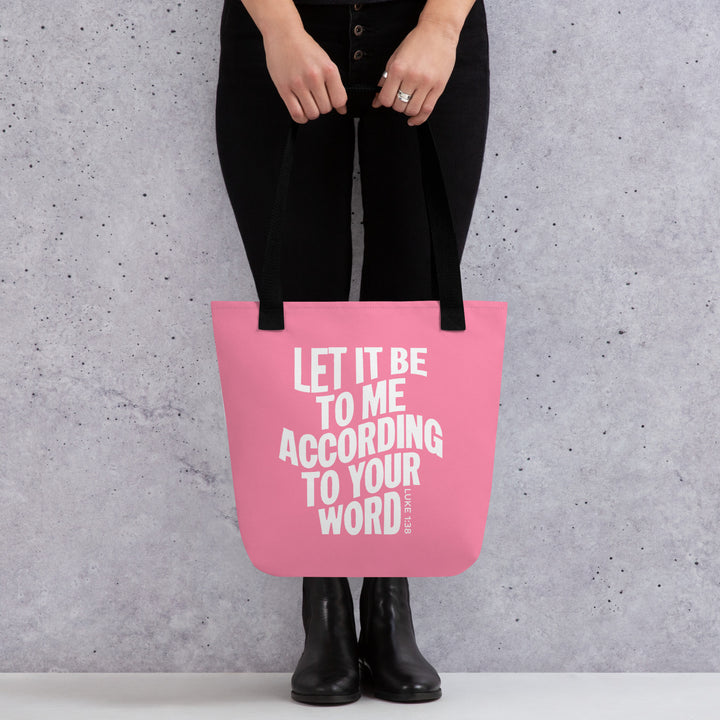 Christian Tote Bag According To Your Word Pink Tote Bags   