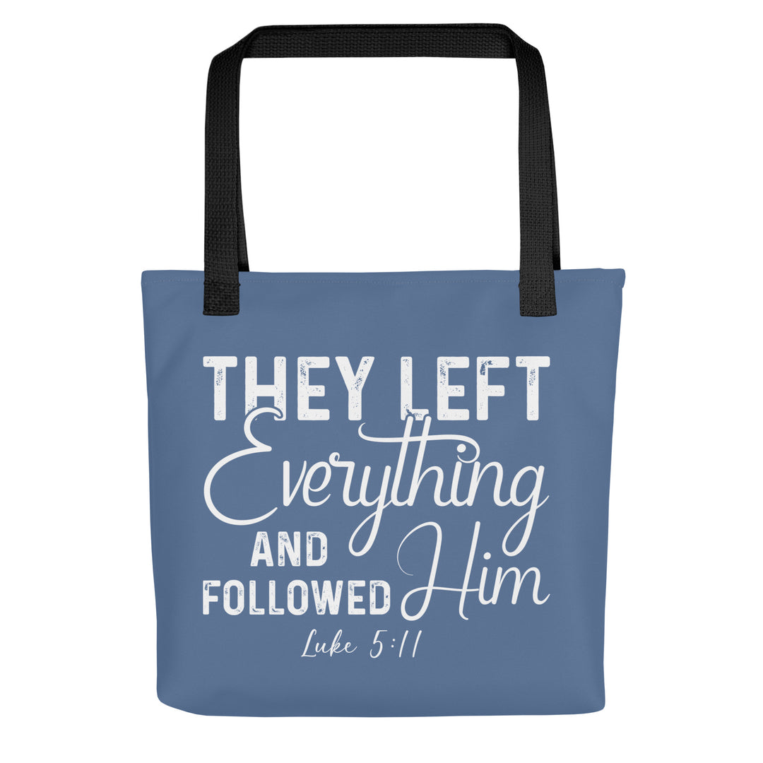 Christian Tote Bag Left Everything Script Blue Tote Bags Default Title  