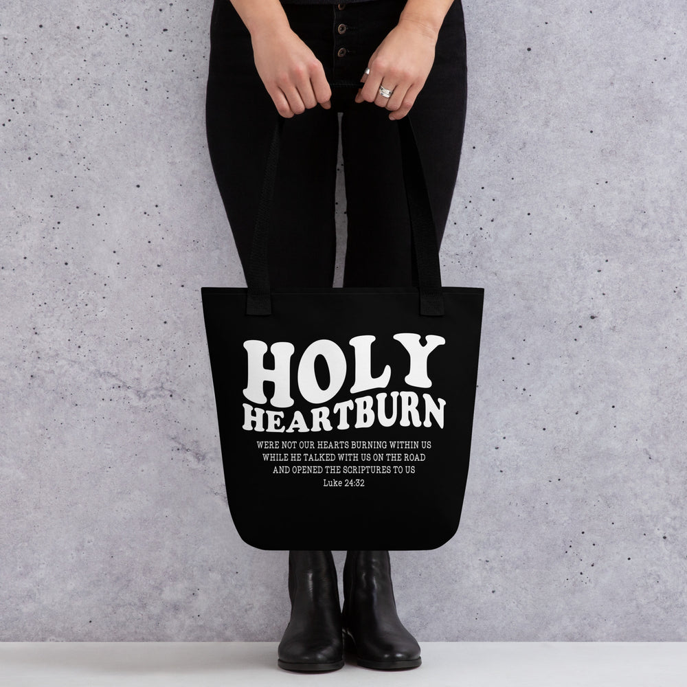 Christian Tote Bag Holy Heartburn Black Tote Bags   