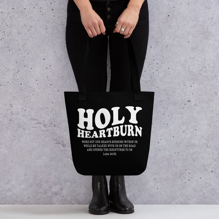 Christian Tote Bag Holy Heartburn Black Tote Bags   