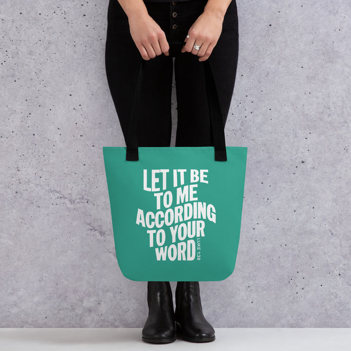 Christian Tote Bag According To Your Word Teal Tote Bags   