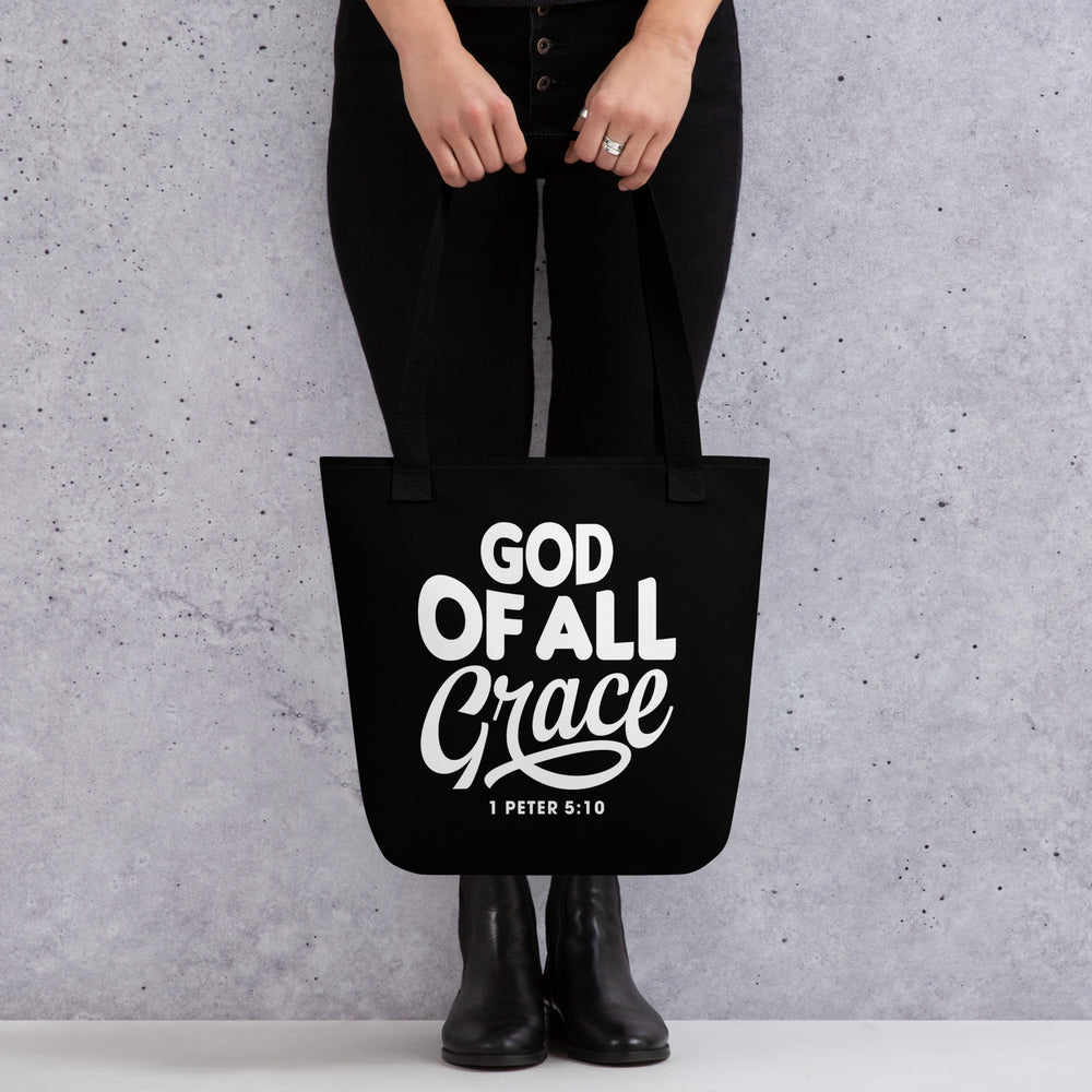 Christian Tote Bag God of All Grace Black Tote Bags   