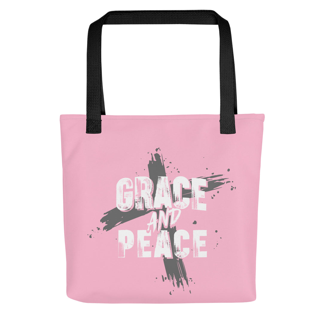 Christian Tote Bag Grace and Peace Cross Pink Tote Bags Default Title  