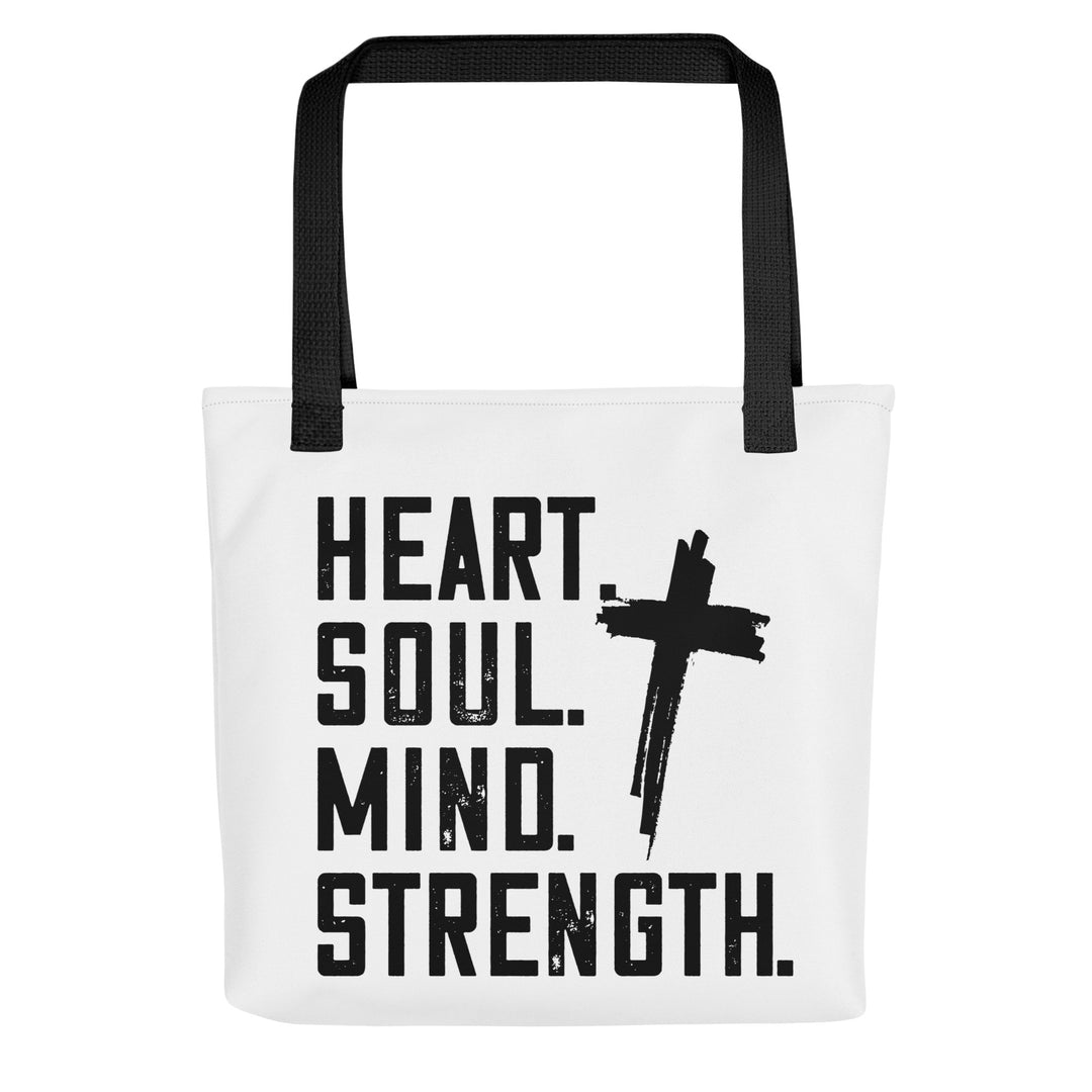 Christian Tote Bag Heart Soul Mind Strength White Tote Bags Default Title  