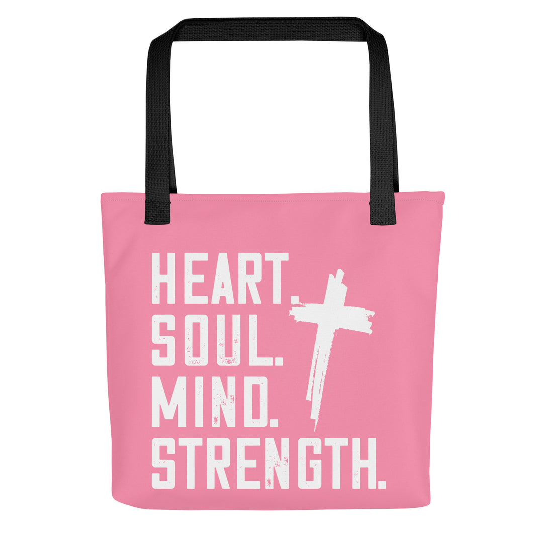 Christian Tote Bag Heart Soul Mind Strength Pink Tote Bags Default Title  