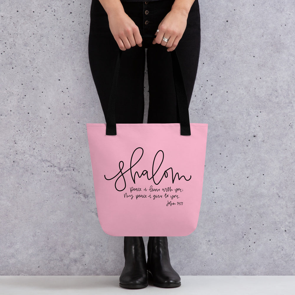 Christian Tote Bag Shalom Pink Tote Bags   