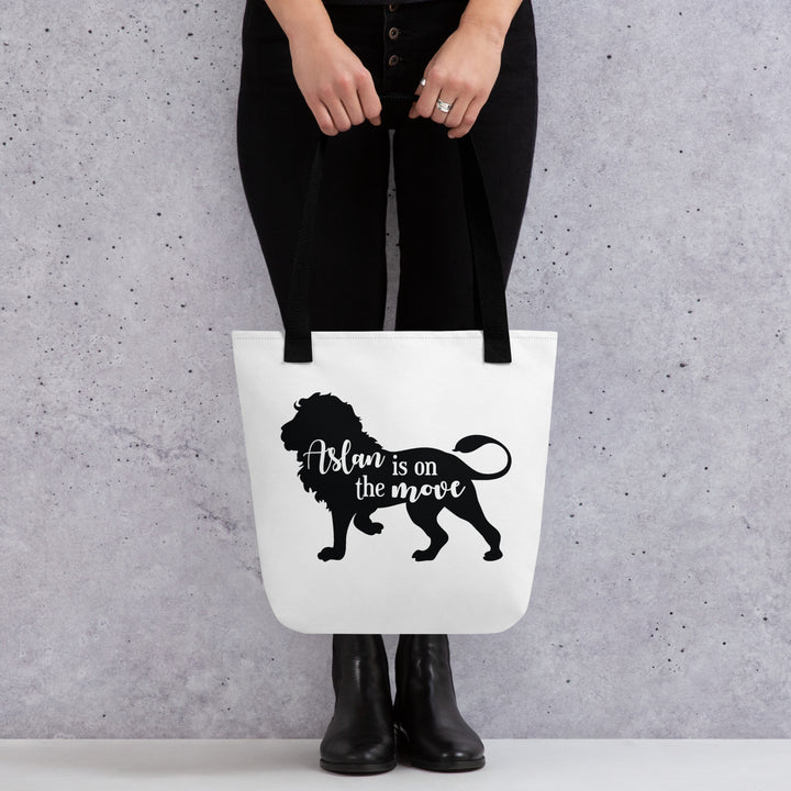 Christian Tote Bag Aslan Is On Move Tote Bags   