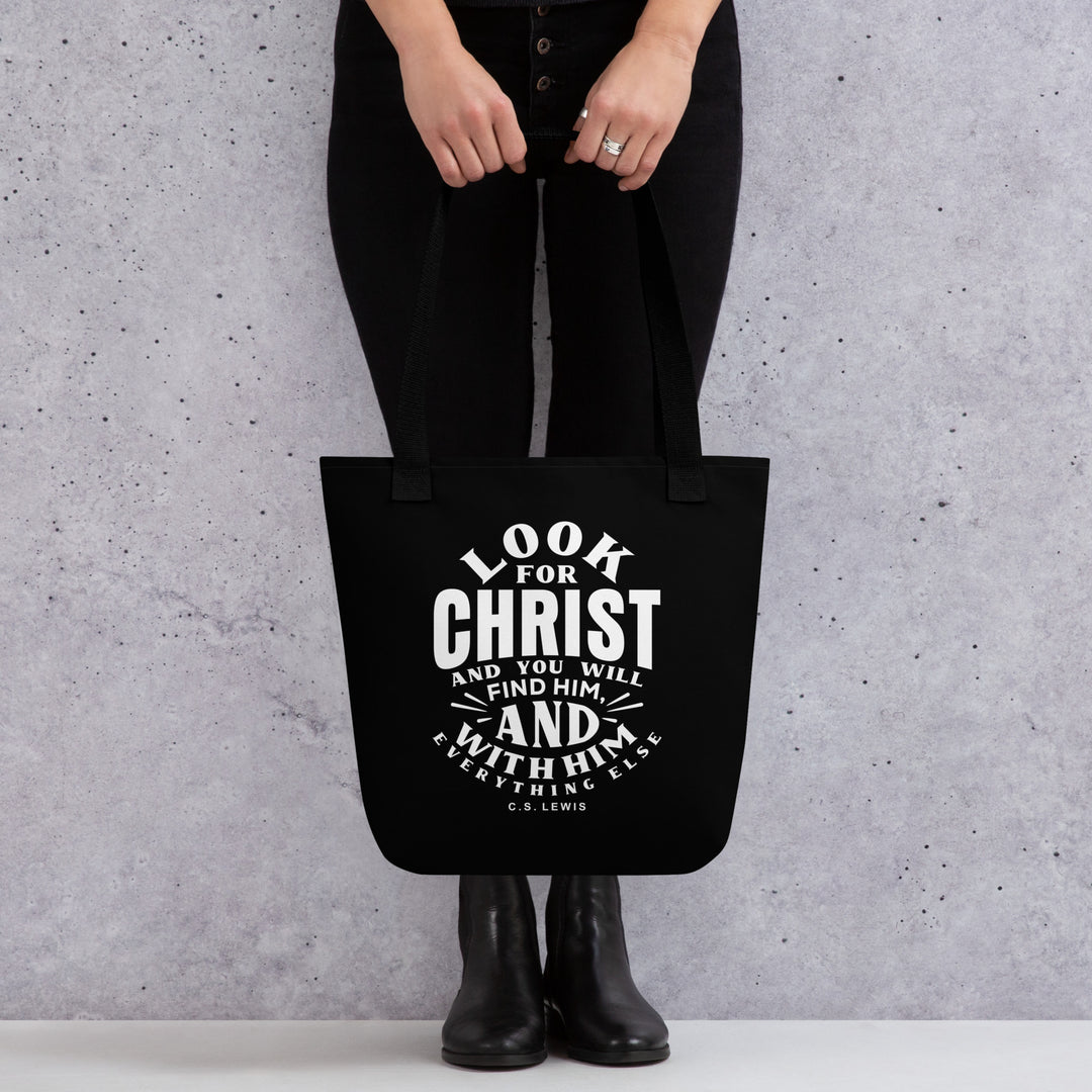 Christian Tote Bag Look For Christ Black Tote Bags   