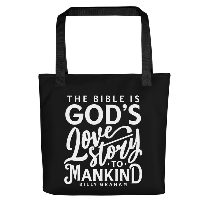 Christian Tote Bag God's Love Story Black Tote Bags Default Title  