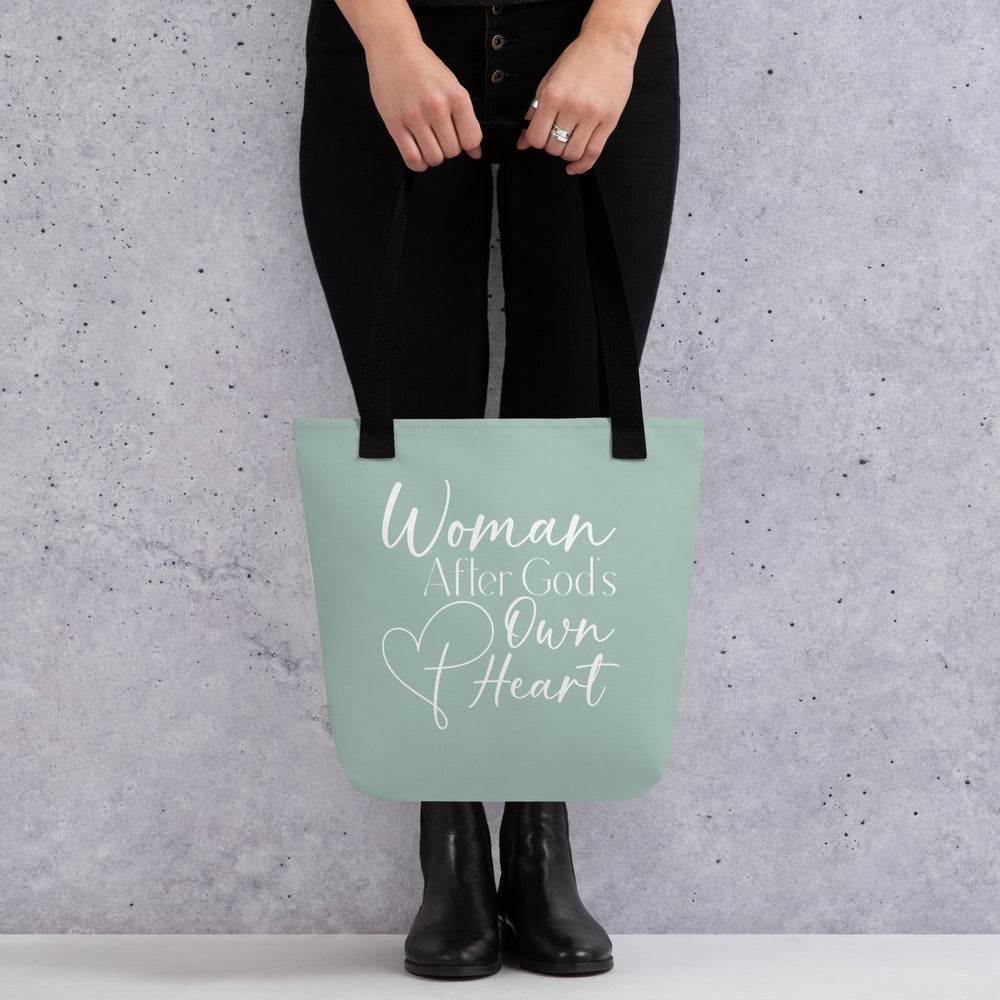 Christian Tote Bag Woman After God Light Green Tote Bags   