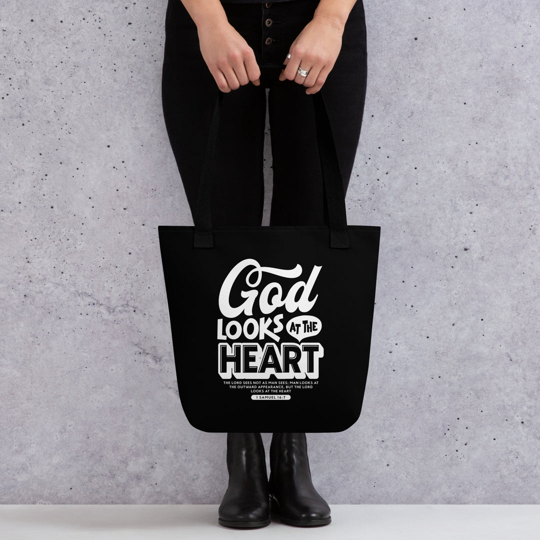 Christian Tote Bag Looks At Heart Black Tote Bags   