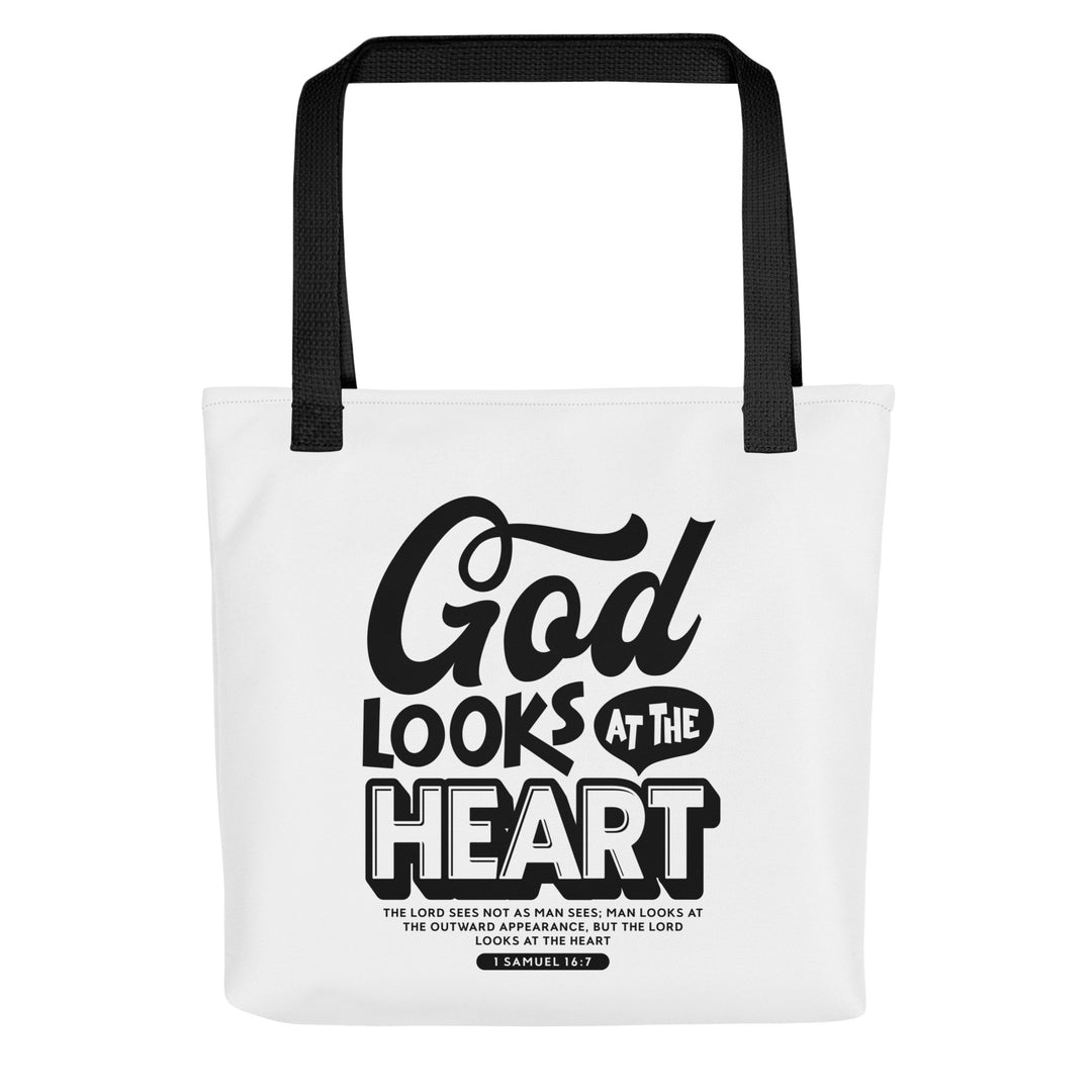 Christian Tote Bag Looks At Heart White Tote Bags Default Title  