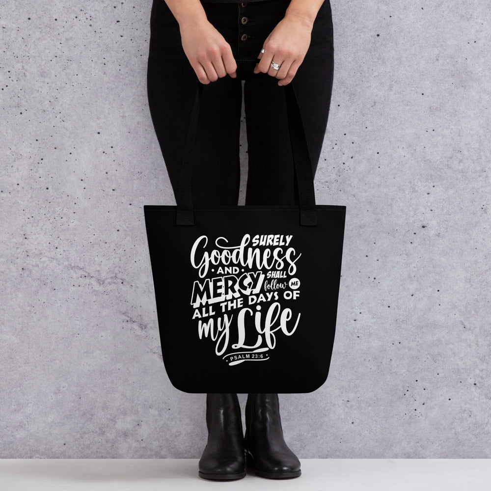 Christian Tote Bag Goodness and Mercy Black Tote Bags   